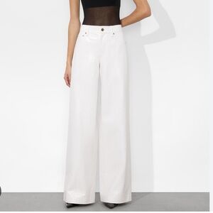 Alice + Olivia Women’s Trish Crocodile-effect Faux Leather Trousers Off White 6